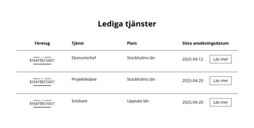 Lediga tjänster